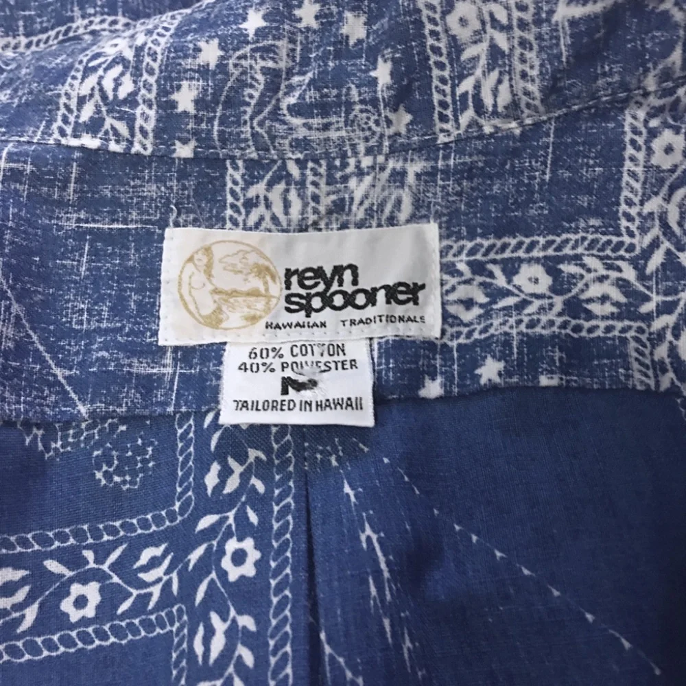 REYN Spooner Authentic Vintage Hawaiian Shirt Top Tiki Nautical Theme NWOT - Picture 7 of 11